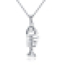 Damenmode Fisch Knochen geformt Sterling Silber Anhänger Halskette mit Kette